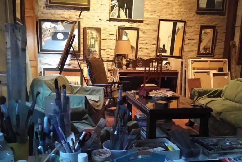 O interior da oficina de arte
